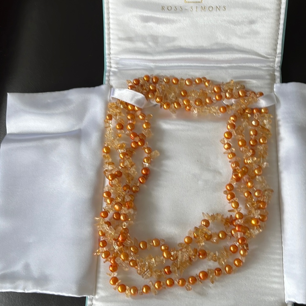Ross Simon necklace gold pearls and gold crystals